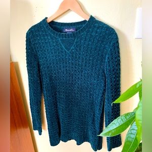 Deep Turquoise soft and cozy crew neck Waffle Sweater, Size Small